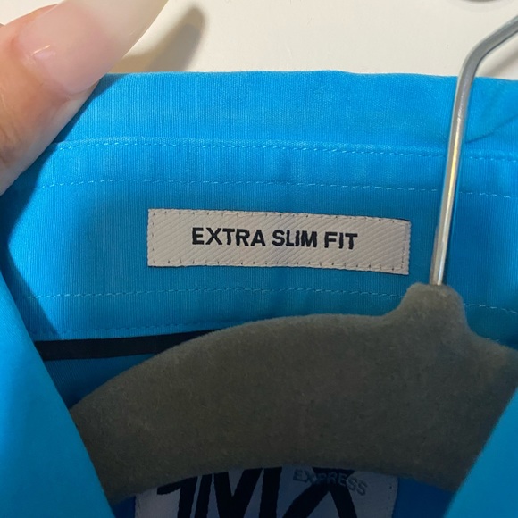 Men’s 1MX EXPRESS *Extra Slim Fit Blue Dress Shirt - Picture 8 of 8